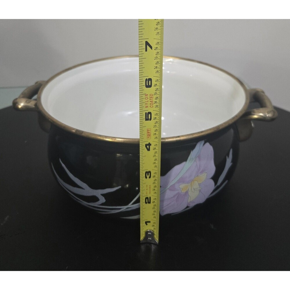 Mikasa Grande Chef Charisma Enamel Pot Black Floral Japan - Picture 5 of 5